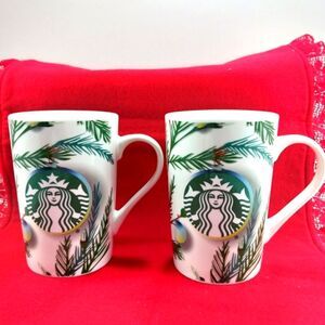 Starbucks 2020 Christmas New Bone China 11oz. Coffee Mug Set TWO MUGS